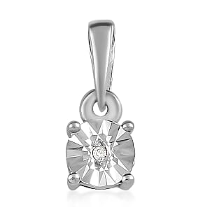 Diamond Accent Stud Earrings and Solitaire Pendant in Platinum Over Sterling Silver