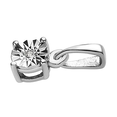 Diamond Accent Stud Earrings and Solitaire Pendant in Platinum Over Sterling Silver