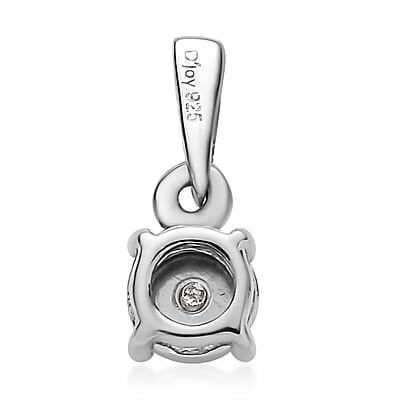 Diamond Accent Stud Earrings and Solitaire Pendant in Platinum Over Sterling Silver
