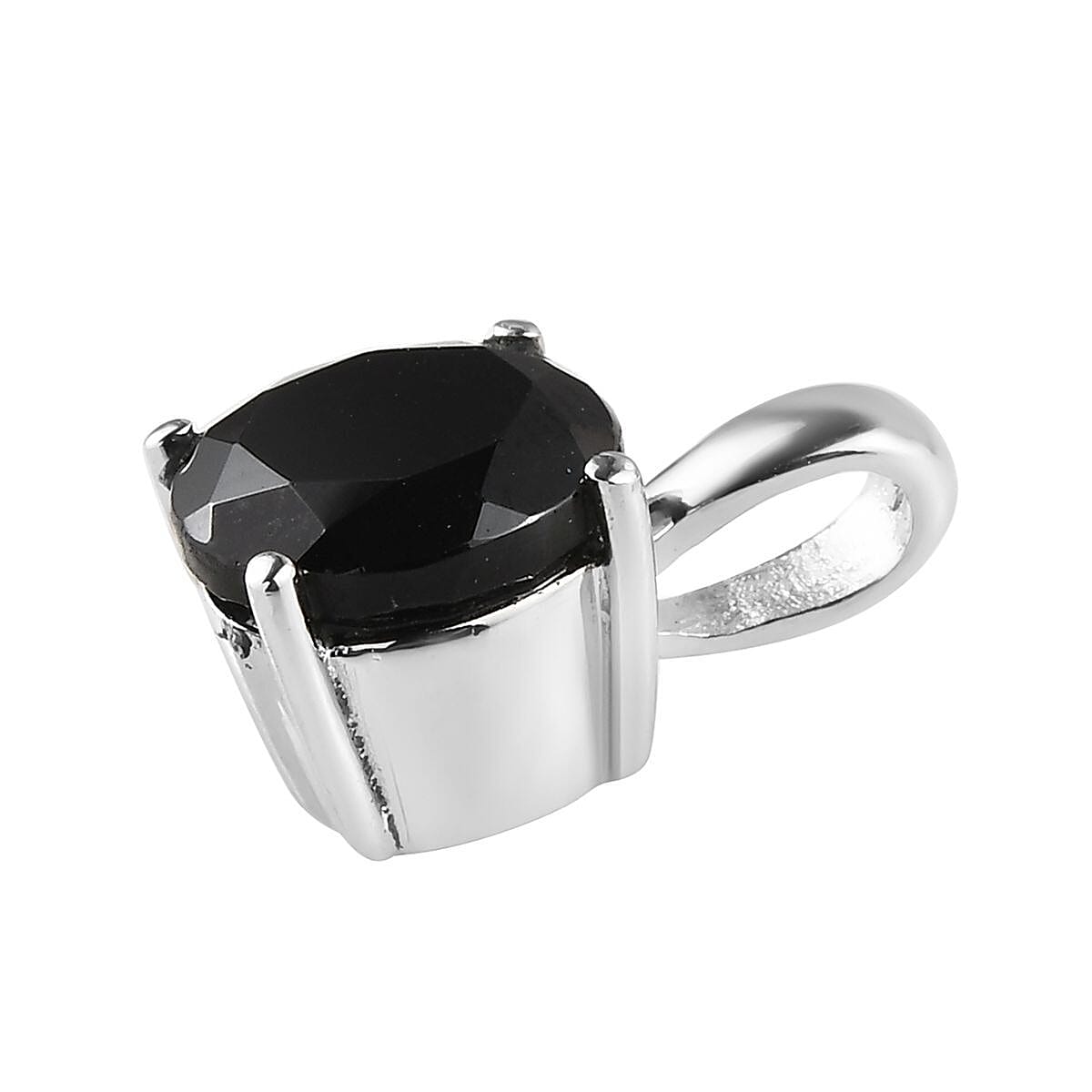 Thai Black Spinel Solitaire Stud Earrings, Ring (Size 8.0) and Pendant in Stainless Steel 6.90 ctw , Tarnish-Free, Waterproof, Sweat Proof Jewelry image number 5