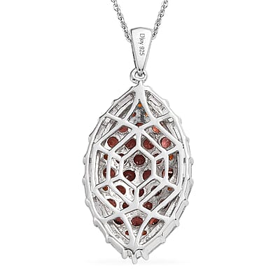 Mozambique Garnet and White Topaz Pendant Necklace 20 Inches in Platinum Over Sterling Silver 4.25 ctw