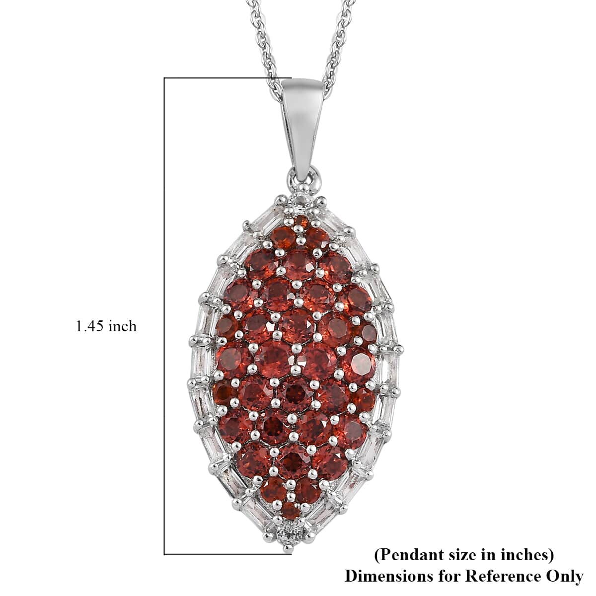 Mozambique Garnet and White Topaz Pendant Necklace 20 Inches in Platinum Over Sterling Silver 4.25 ctw image number 5