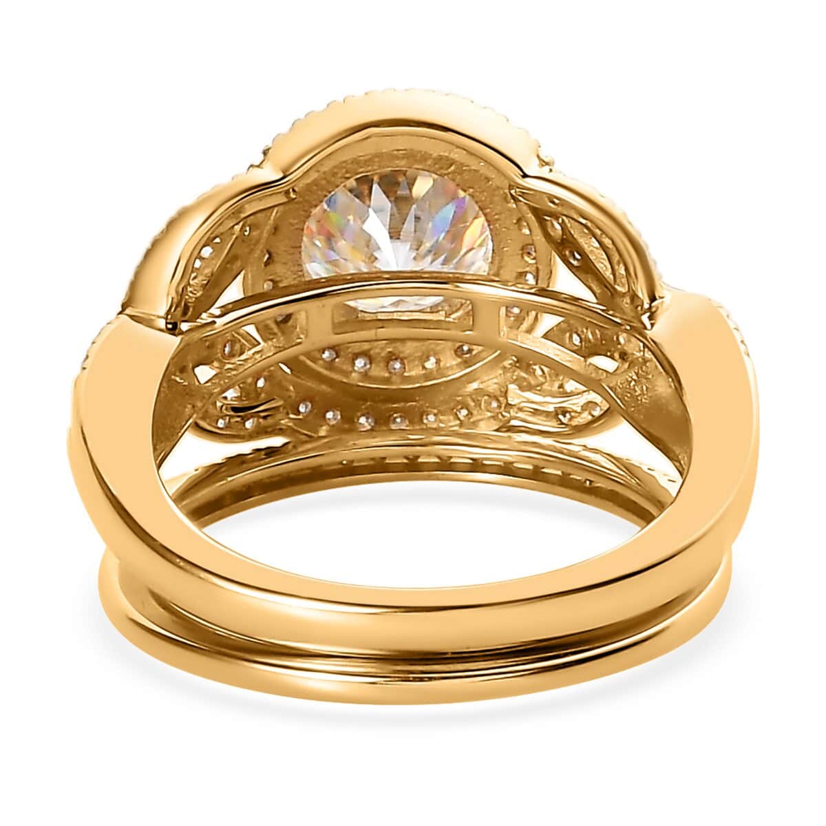 120 Facets Moissanite Stackable Ring in Vermeil Yellow Gold Over Sterling Silver (Size 10.0) 3.00 ctw image number 5