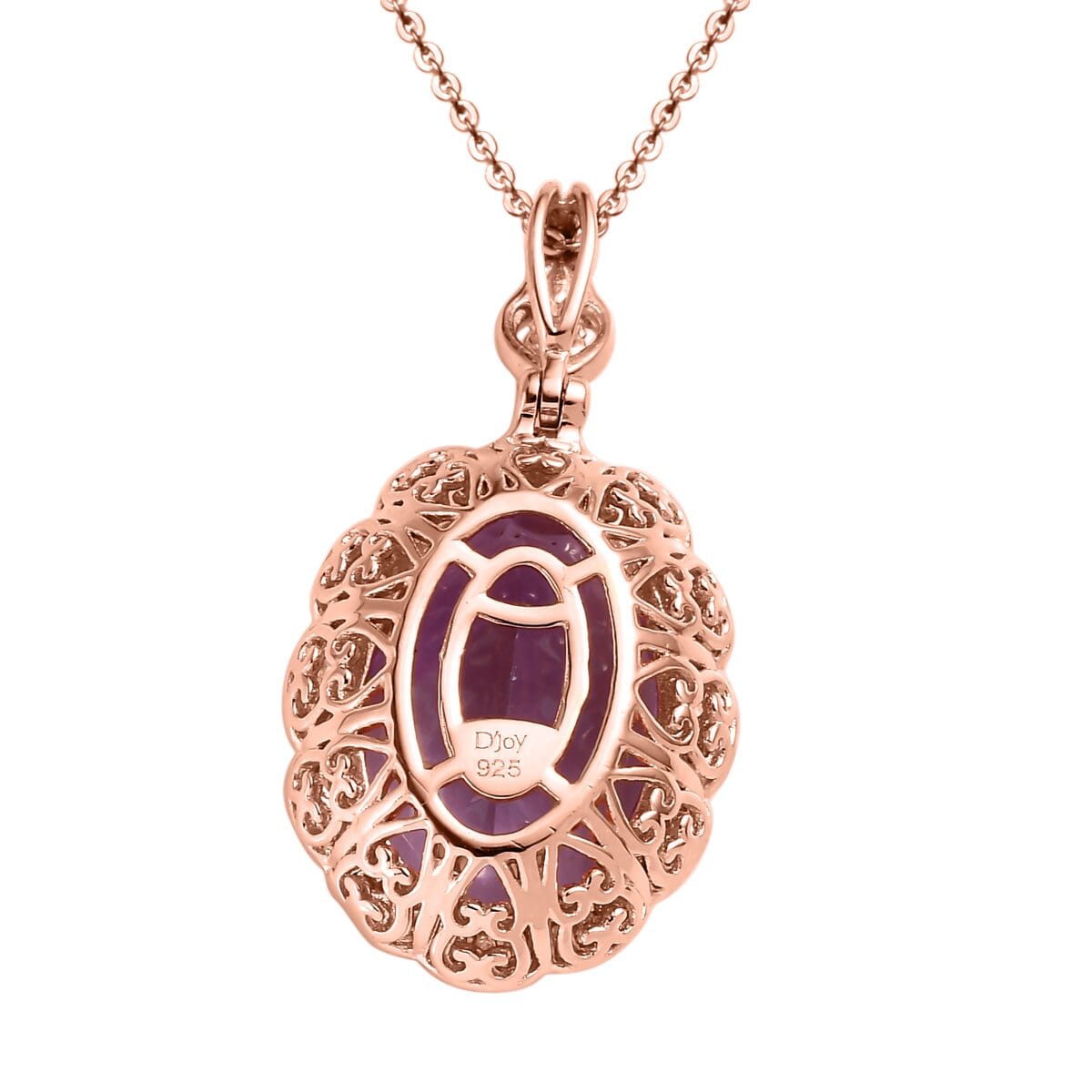 Rose De France Amethyst and White Zircon Pendant Necklace 20 Inches in Vermeil Rose Gold Over Sterling Silver 11.35 ctw image number 4