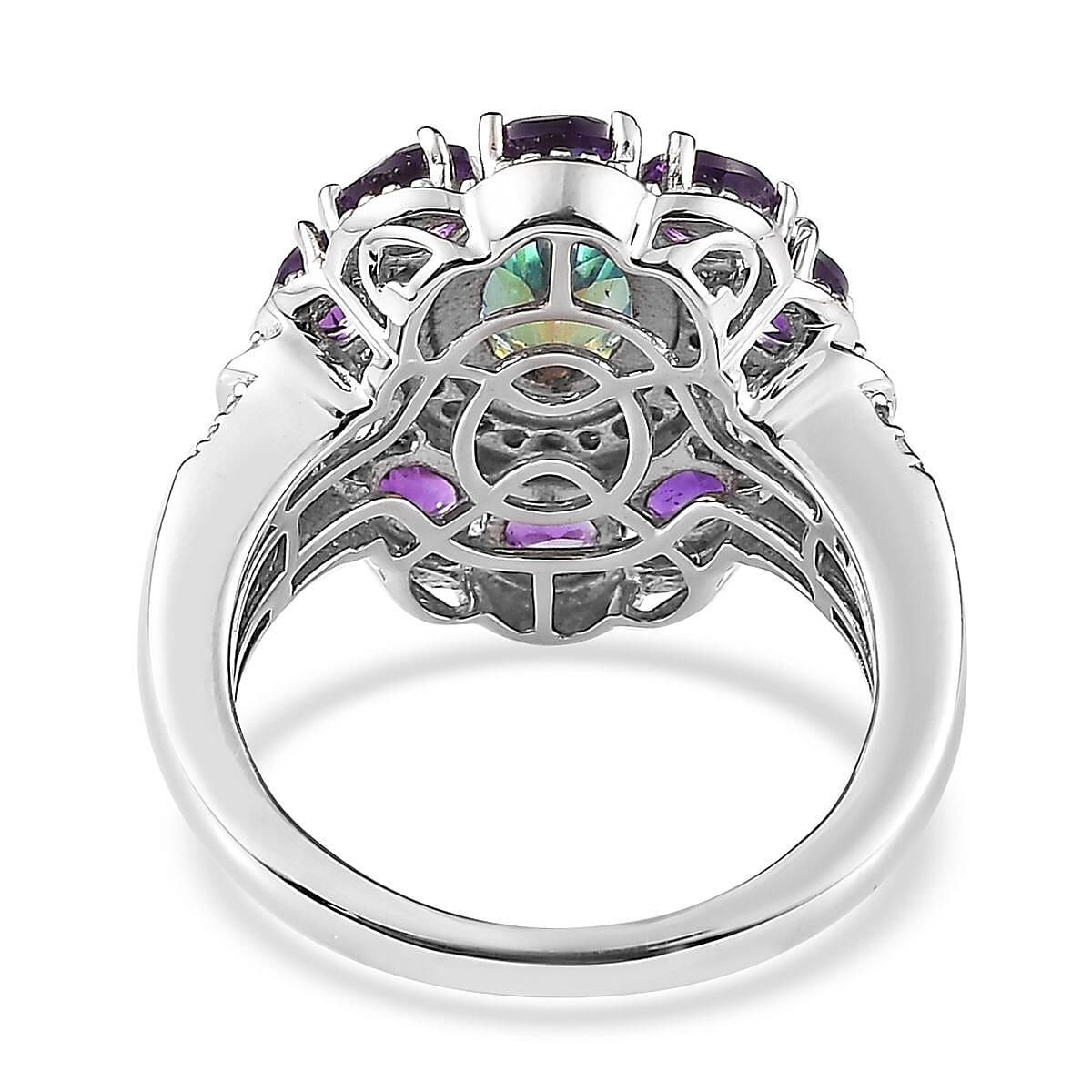 Brazilian Blue Petalite and Multi Gemstone Cocktail Ring (Size 7.0) and Pendant Necklace 20 Inches in Platinum Over Sterling Silver 5.85 ctw image number 4