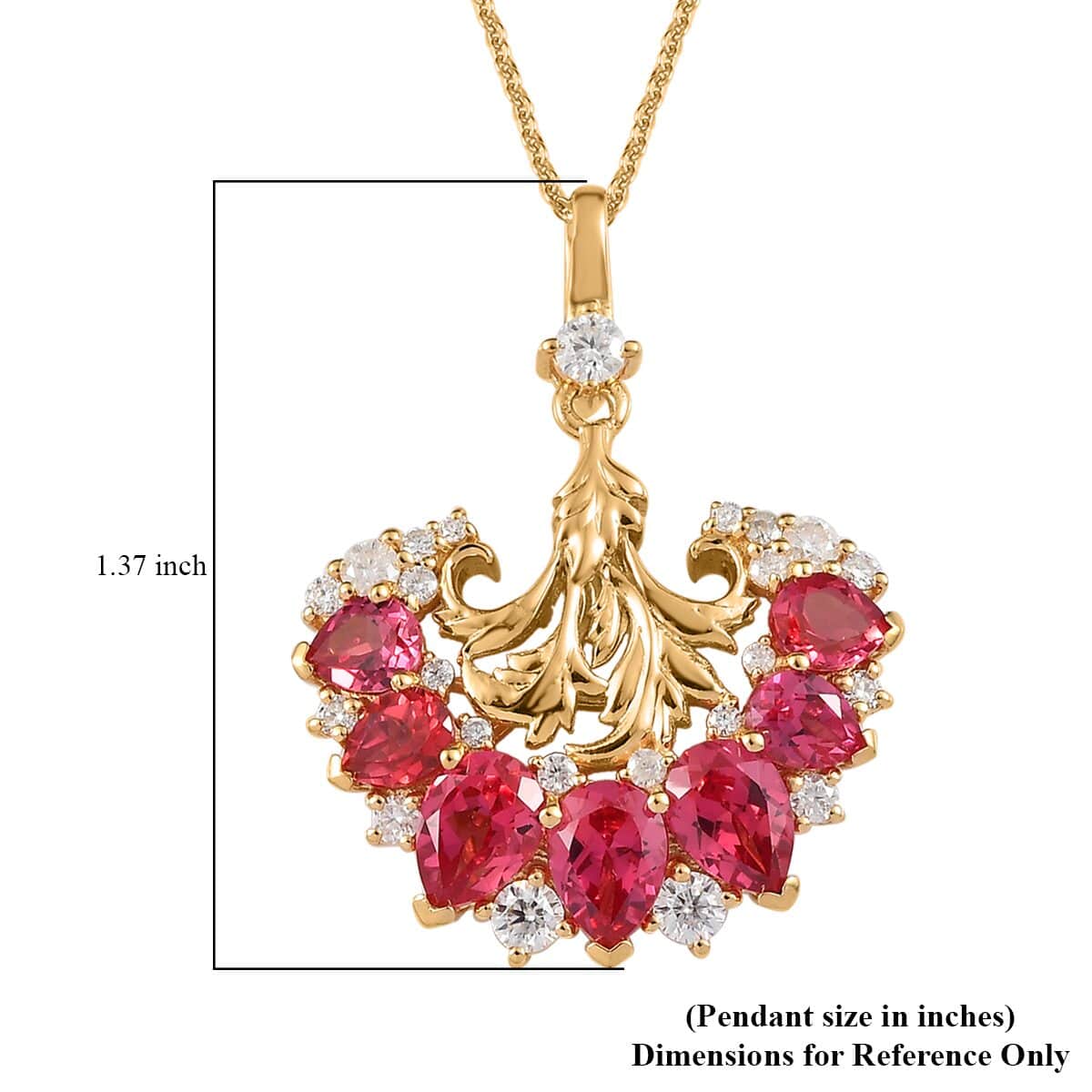 GP Italian Garden Collection Lab Created Padparadscha Sapphire and Multi Gemstone Pendant Necklace 20 Inches in Vermeil Yellow Gold Over Sterling Silver 6.00 ctw image number 6