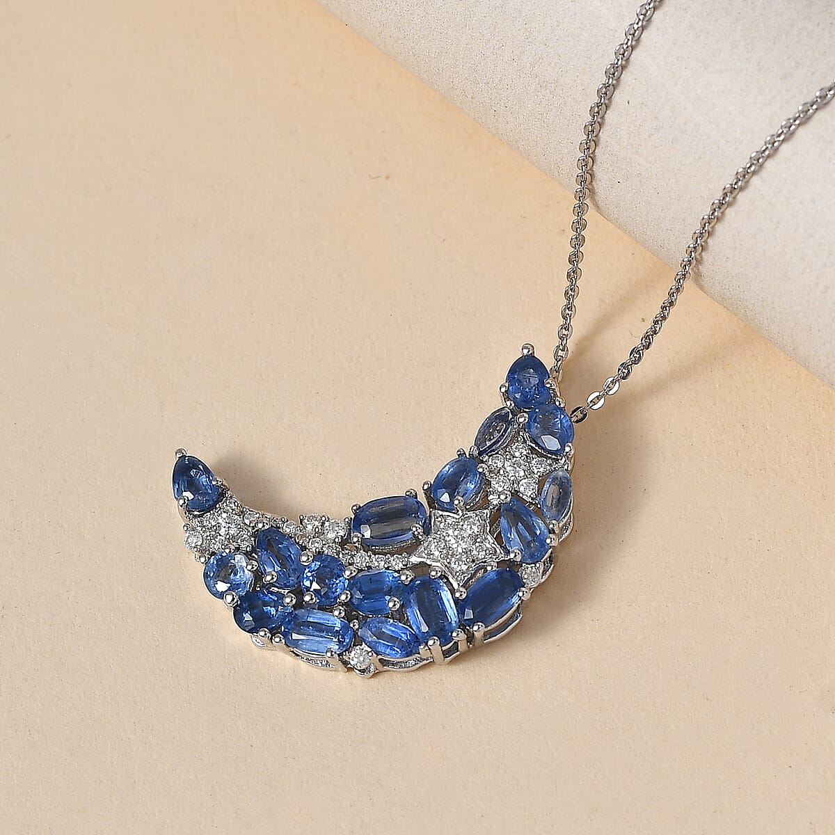 GP Celestial Dreams Collection Kashmir Kyanite and Multi Gemstone Pendant Necklace 20 Inches in Platinum Over Sterling Silver 4.35 ctw image number 1