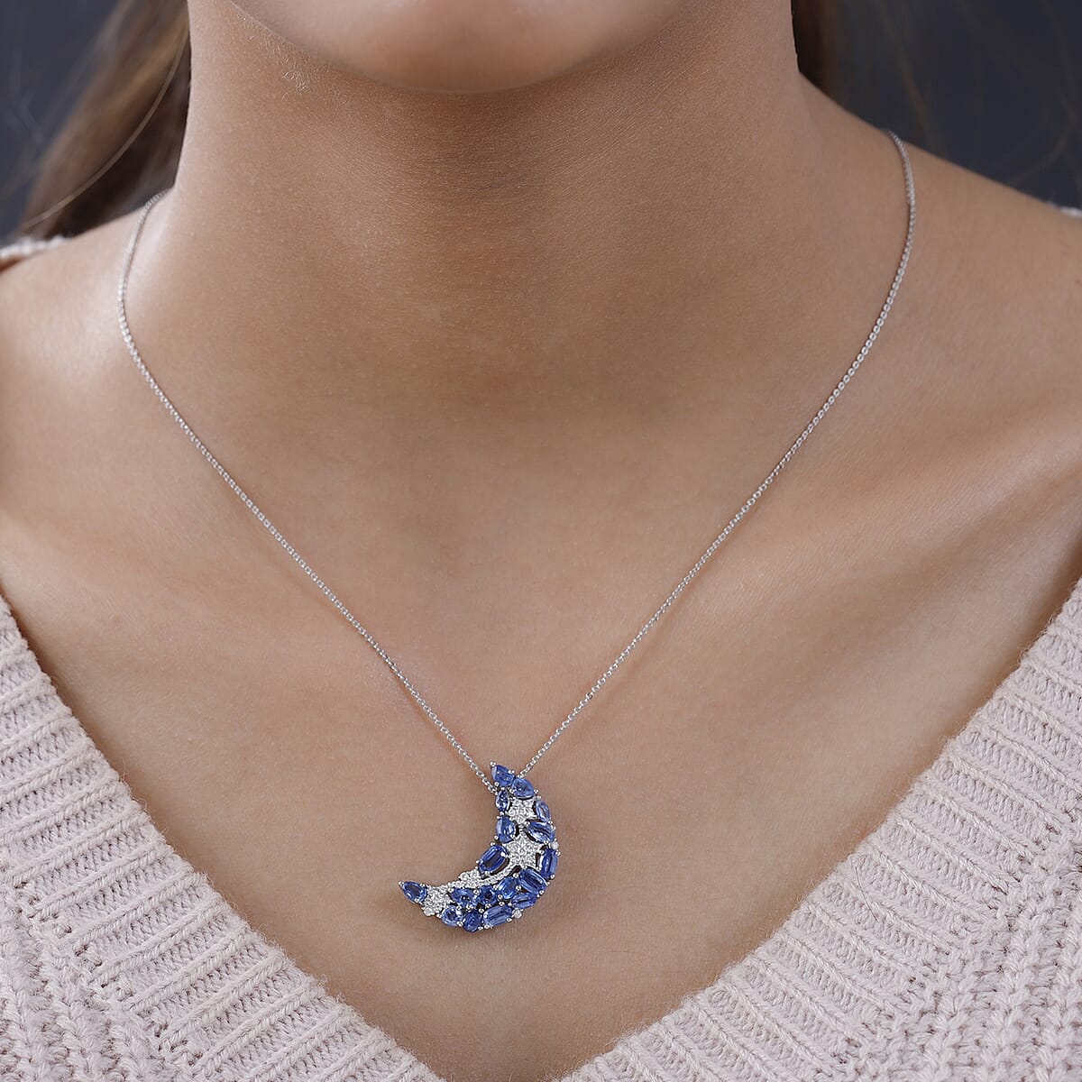 GP Celestial Dreams Collection Kashmir Kyanite and Multi Gemstone Pendant Necklace 20 Inches in Platinum Over Sterling Silver 4.35 ctw image number 2