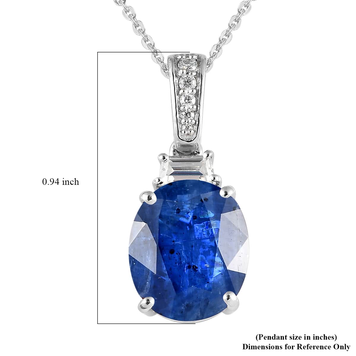 Kashmir Kyanite and Moissanite Pendant Necklace 20 Inches in Platinum Over Sterling Silver 6.75 ctw image number 6