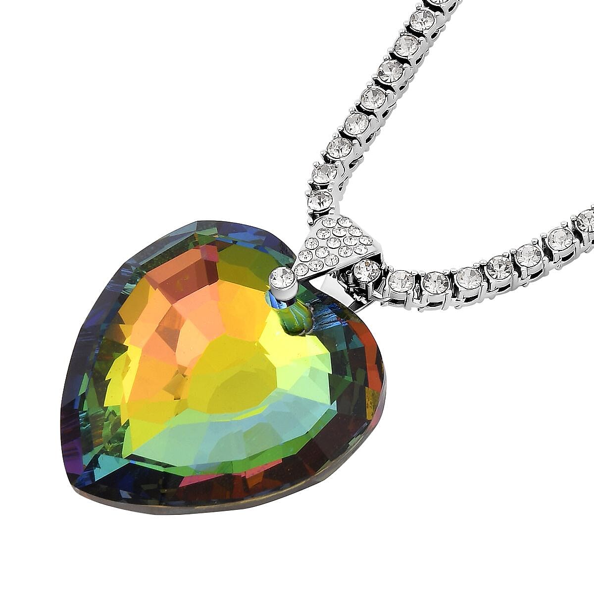 Austrian Crystal Pendant Necklace in Silvertone Alloy (20-22)