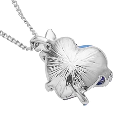 Blue Magic Color Glass, Simulated Mystic Austrian Crystal Fancy Heart Pendant Necklace (20-22 Inches) in Silvertone