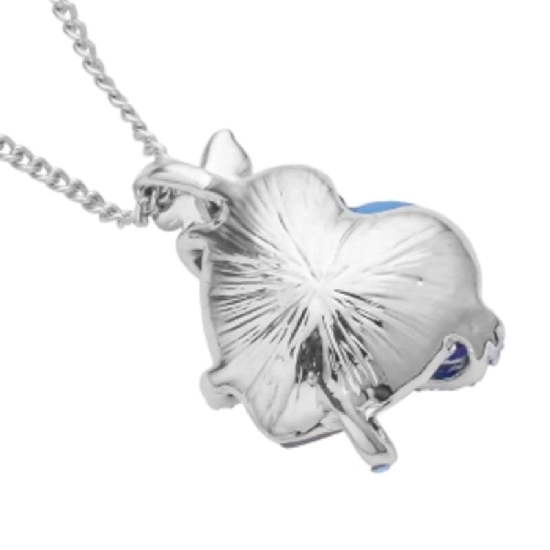 Blue Magic Color Glass, Simulated Mystic Austrian Crystal Fancy Heart Pendant Necklace (20-22 Inches) in Silvertone