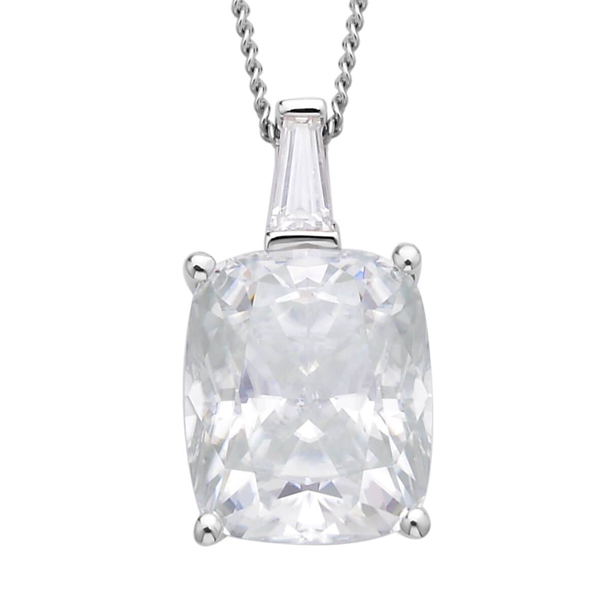 Crushed Ice Cut Moissanite Pendant Necklace 18 Inches in Rhodium Over Sterling Silver 6.40 ctw image number 0