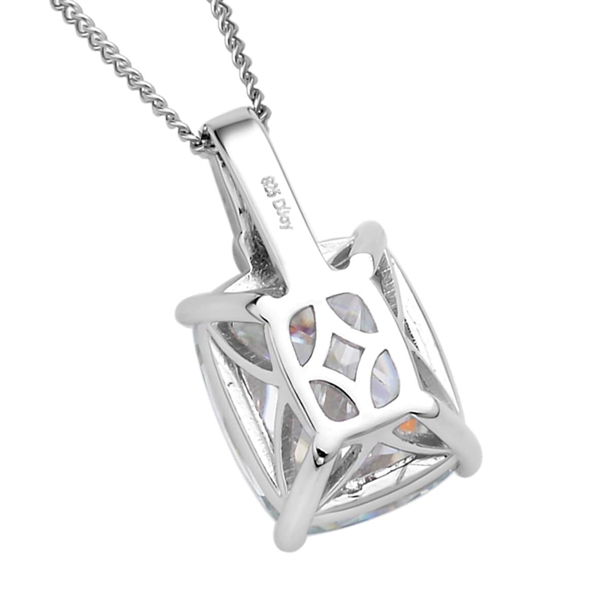 Crushed Ice Cut Moissanite Pendant Necklace 18 Inches in Rhodium Over Sterling Silver 6.40 ctw image number 4