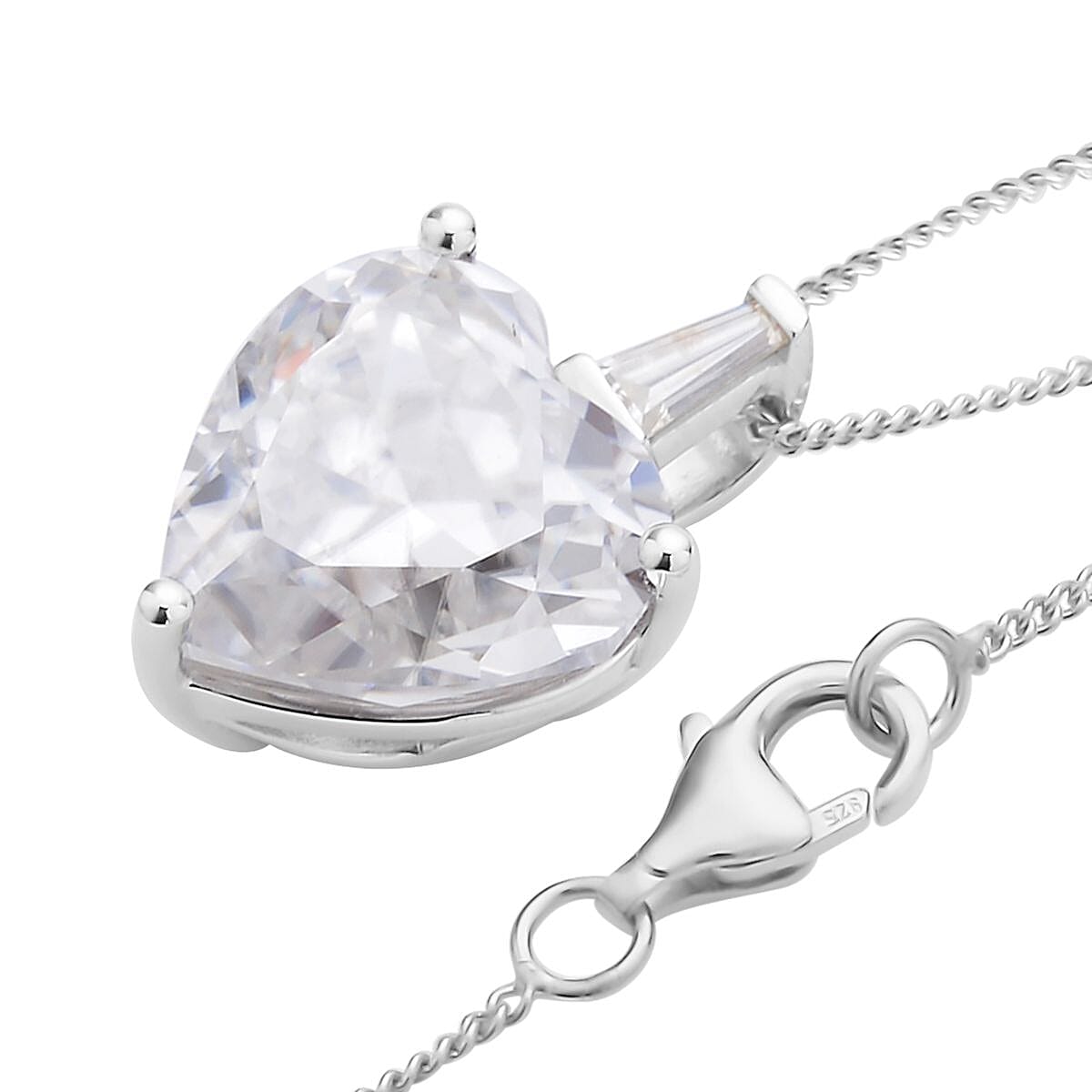 Crushed Ice Cut Moissanite Pendant Necklace 18 Inches in Rhodium Over Sterling Silver 7.90 ctw image number 3