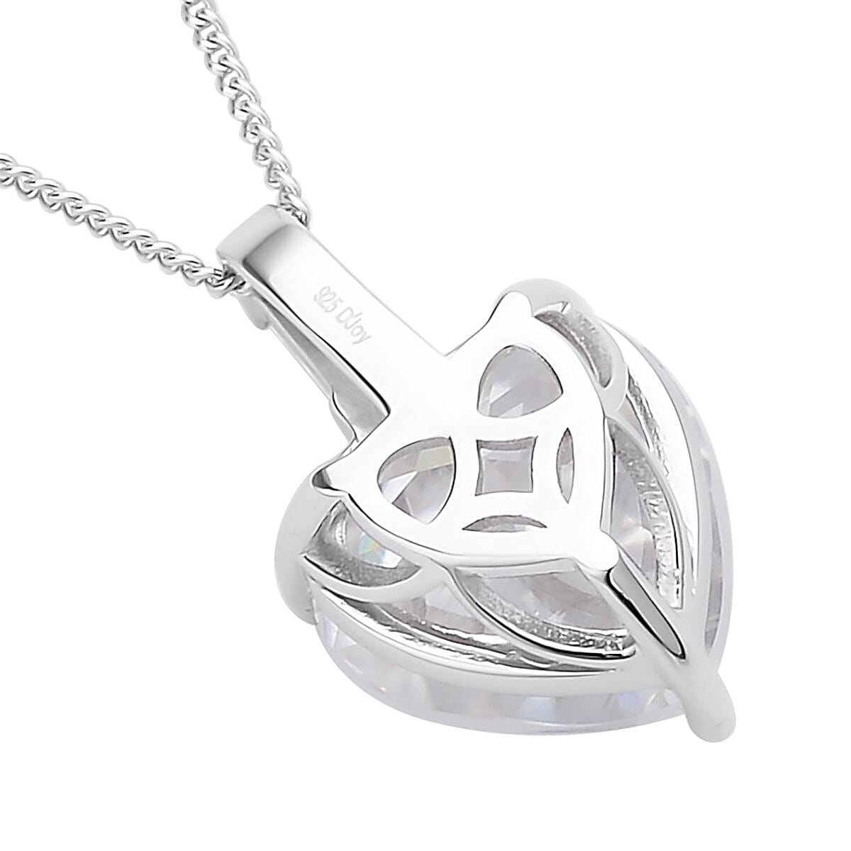 Crushed Ice Cut Moissanite Pendant Necklace 18 Inches in Rhodium Over Sterling Silver 7.90 ctw image number 4