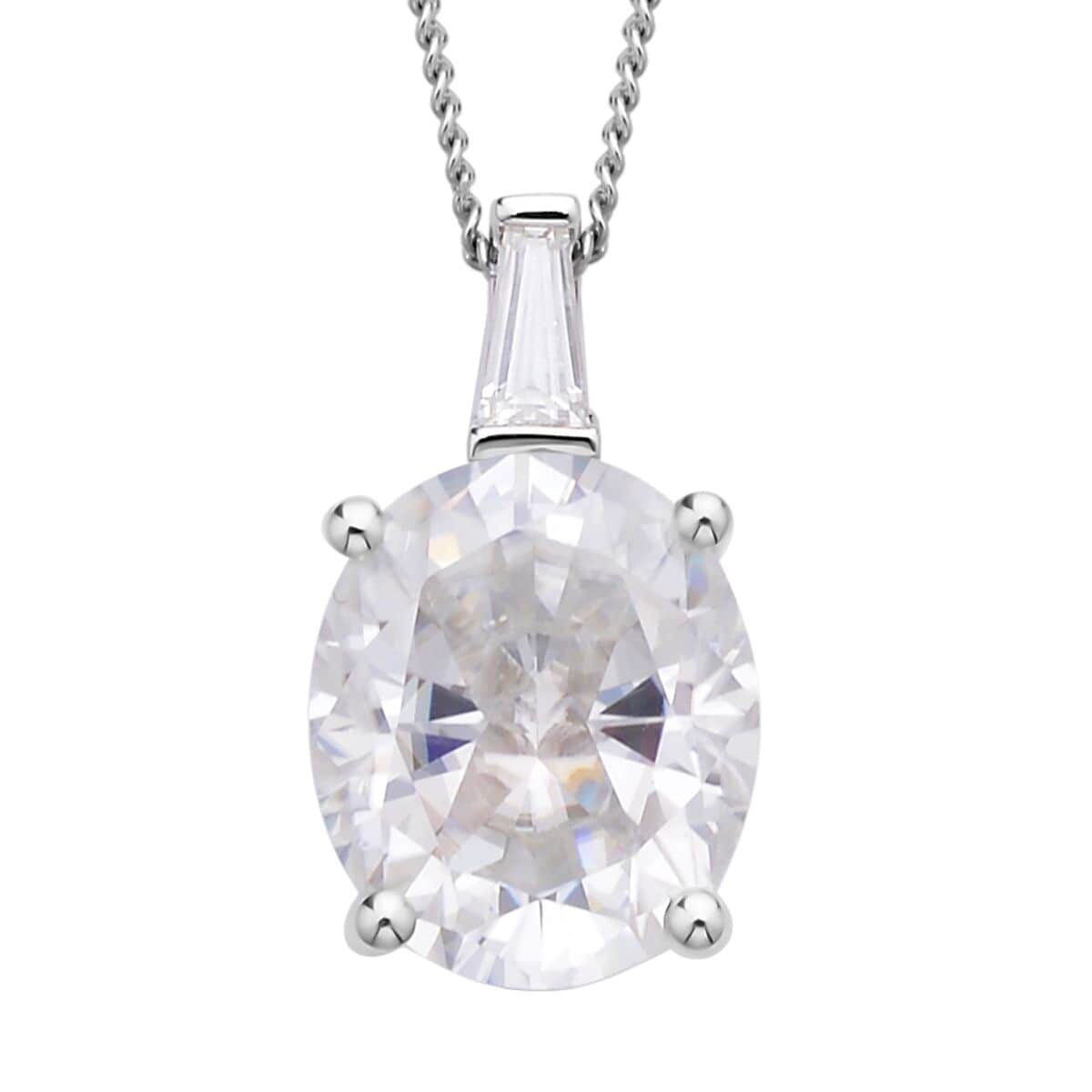 Crushed Ice Cut Moissanite Pendant Necklace 18 Inches in Rhodium Over Sterling Silver 5.90 ctw image number 0