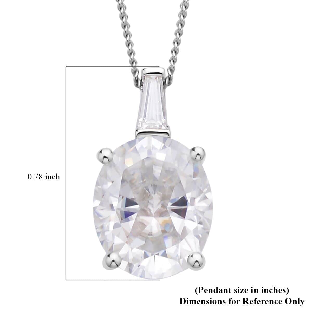 Crushed Ice Cut Moissanite Pendant Necklace 18 Inches in Rhodium Over Sterling Silver 5.90 ctw image number 5