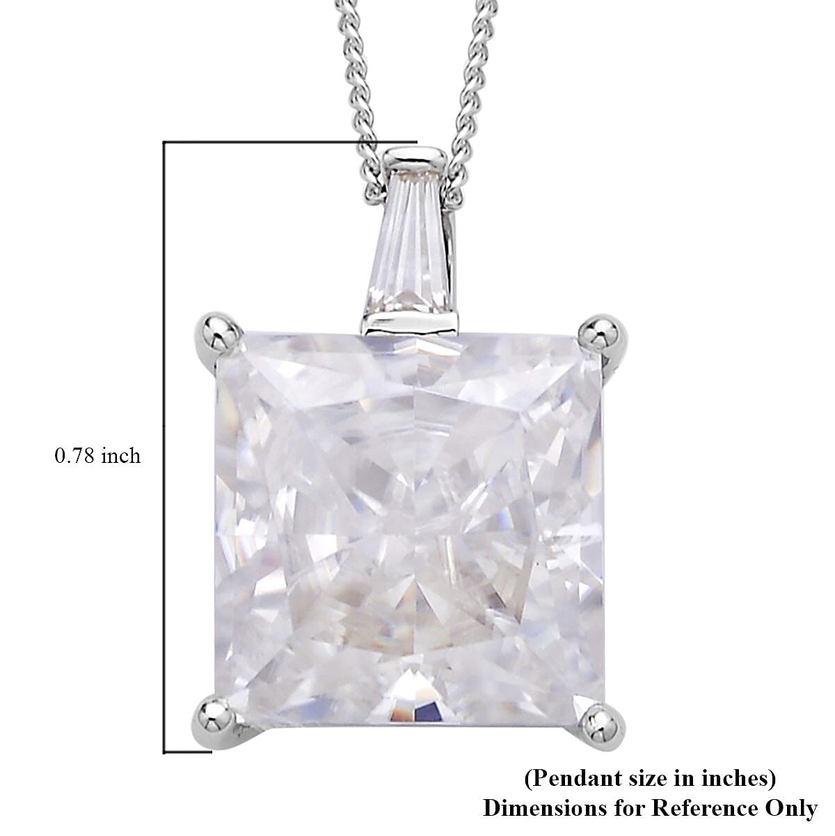 Crushed Ice Cut Moissanite Pendant Necklace 20 Inches in Rhodium Over Sterling Silver 11.15 ctw