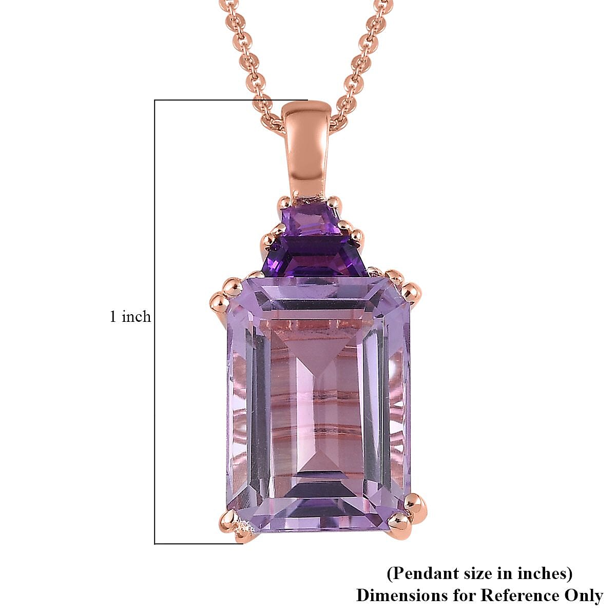 Rose De France Amethyst and Amethyst Pendant Necklace 20 Inches in Vermeil Rose Gold Over Sterling Silver 7.65 ctw image number 6