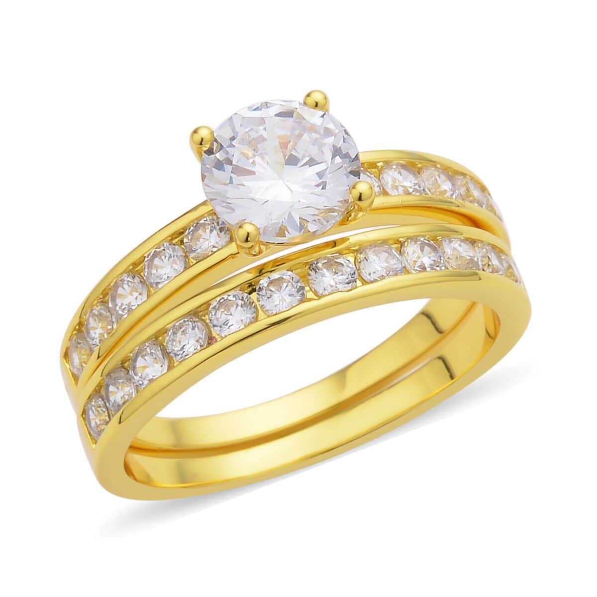 Set of 2 Simulated Diamond Ring in Goldtone 5.90 ctw image number 0