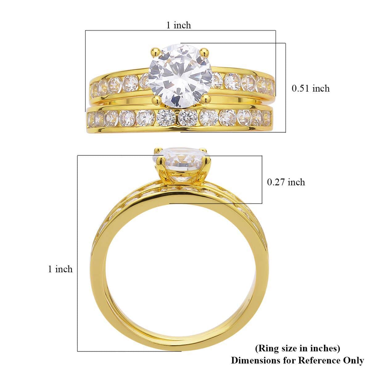 Set of 2 Simulated Diamond Ring in Goldtone 5.90 ctw image number 5