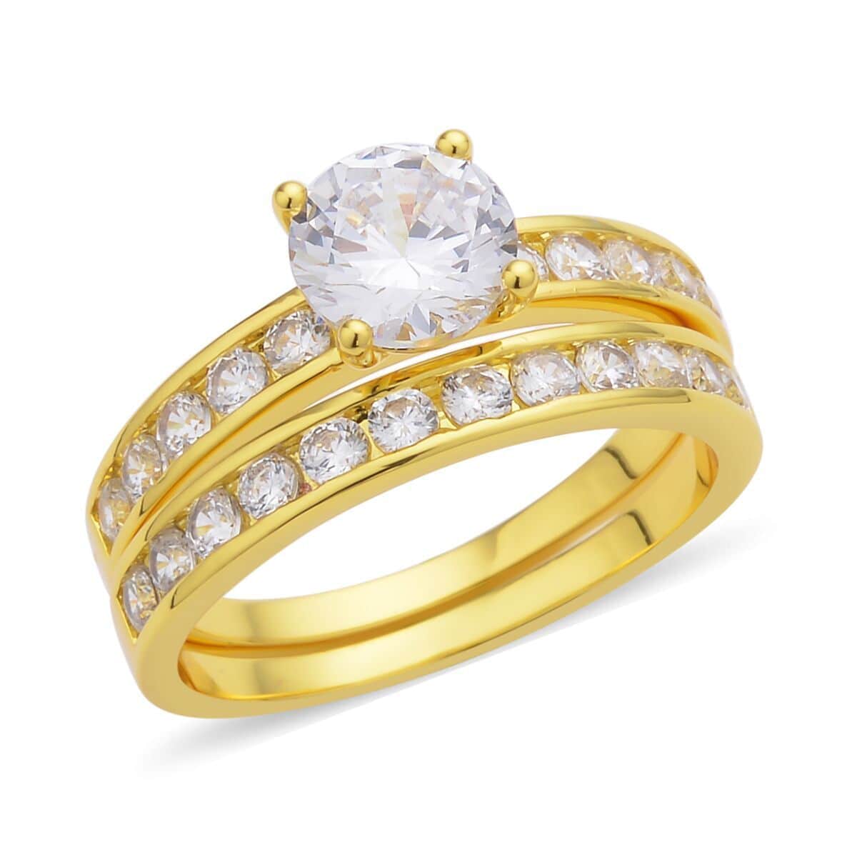 Set of 2 Simulated Diamond Ring in Goldtone (Size 7.0) 5.90 ctw image number 0