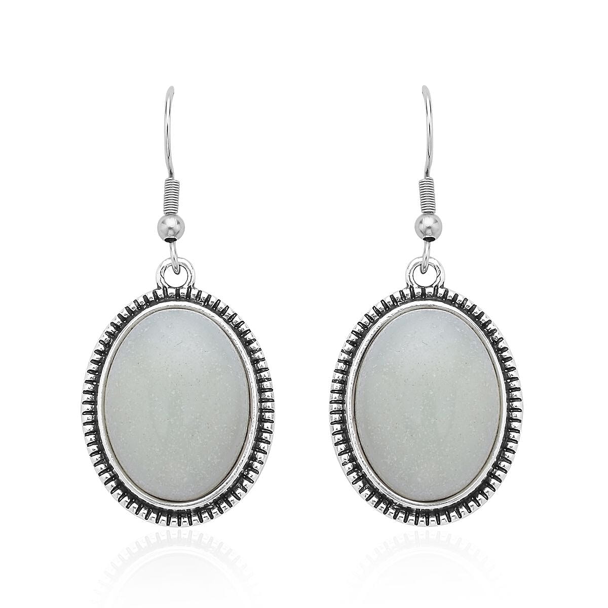 Amazonite Bangle Bracelet (7 In) and Earrings in Stainless Steel 50.00 ctw , Tarnish-Free, Waterproof, Sweat Proof Jewelry