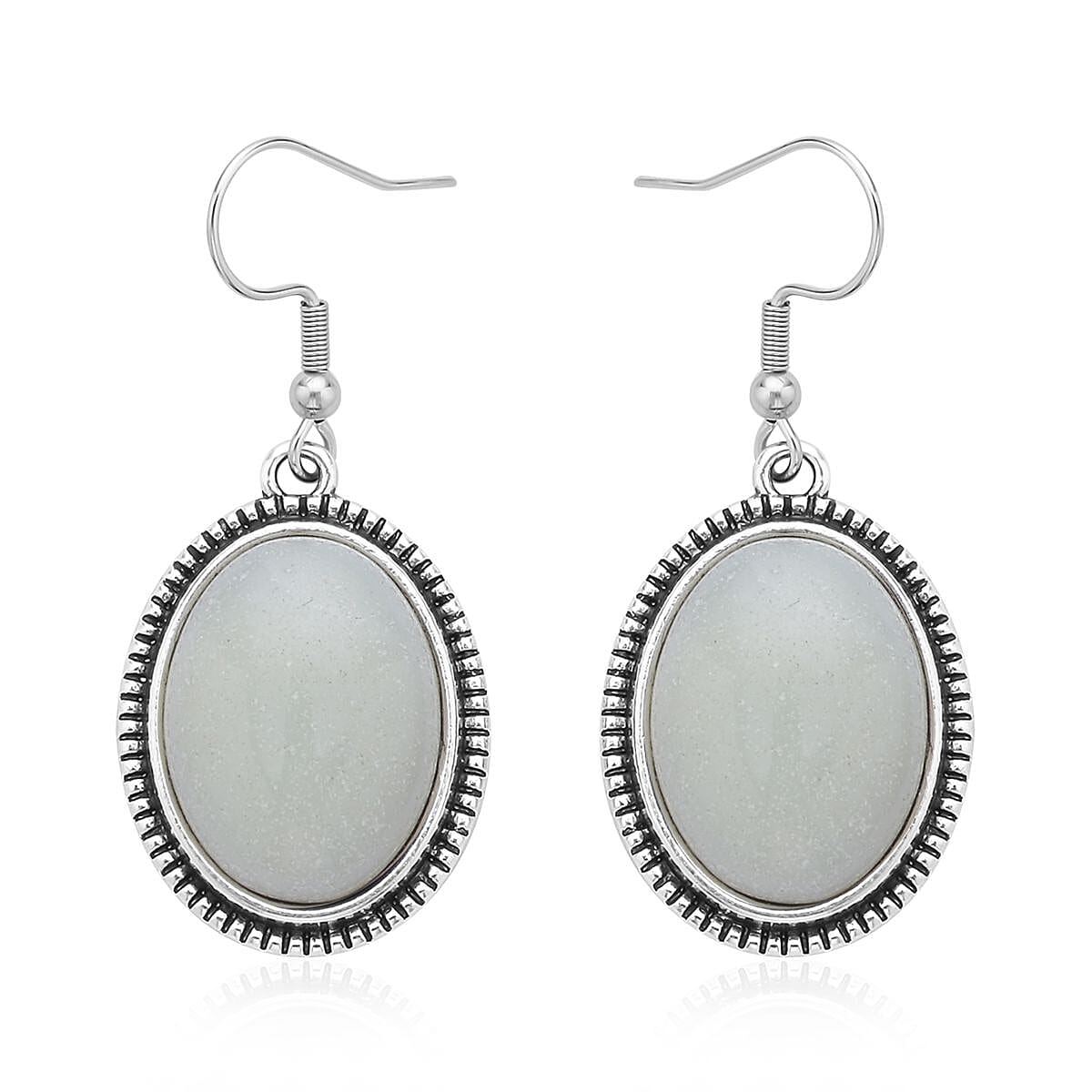 Amazonite Bangle Bracelet (7 In) and Earrings in Stainless Steel 50.00 ctw , Tarnish-Free, Waterproof, Sweat Proof Jewelry image number 6