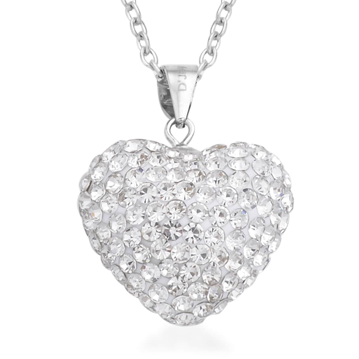 Austrian Crystal Heart Pendant Necklace 20 Inches in Rhodium Over Sterling Silver image number 4