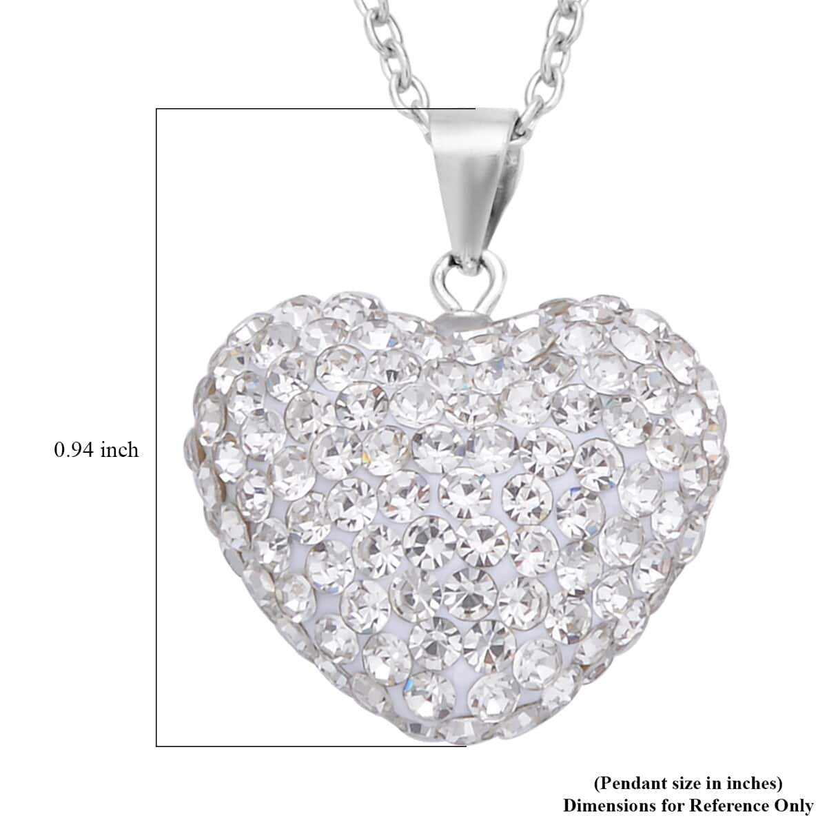 Austrian Crystal Heart Pendant Necklace 20 Inches in Rhodium Over Sterling Silver image number 5