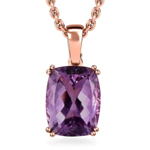 Rose De France Amethyst Solitaire 26.00 ctw Pendant Necklace,Solitaire Pendant, 20 Inches Necklace, Sterling Silver Necklace, Amethyst Solitaire Pendant