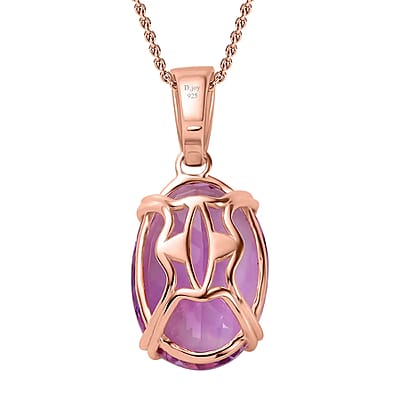 Rose De France Amethyst Solitaire Pendant Necklace,Solitaire Pendant, 20 Inches Necklace, Sterling Silver Necklace, Amethyst Solitaire Pendant