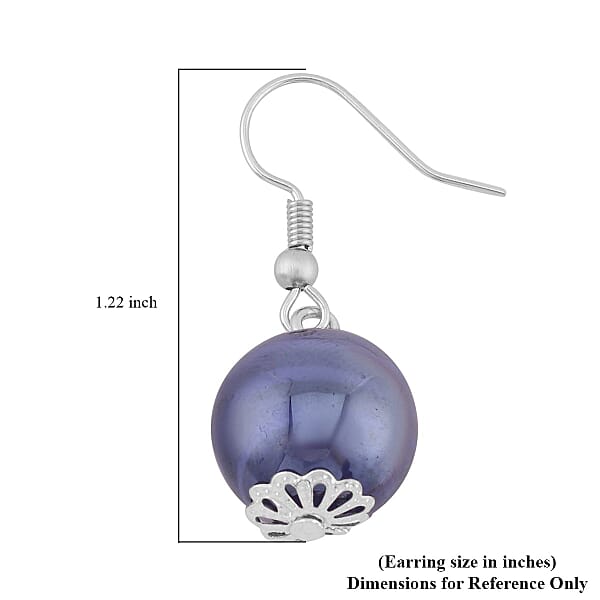 Purple Color Beaded Stretch Bracelet and Earrings in Stainless Steel , Tarnish-Free, Waterproof, Sweat Proof Jewelry