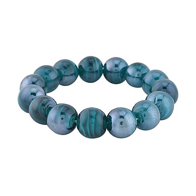 Green Color Beaded Stretch Bracelet and Earrings in Stainless Steel , Tarnish-Free, Waterproof, Sweat Proof Jewelry
