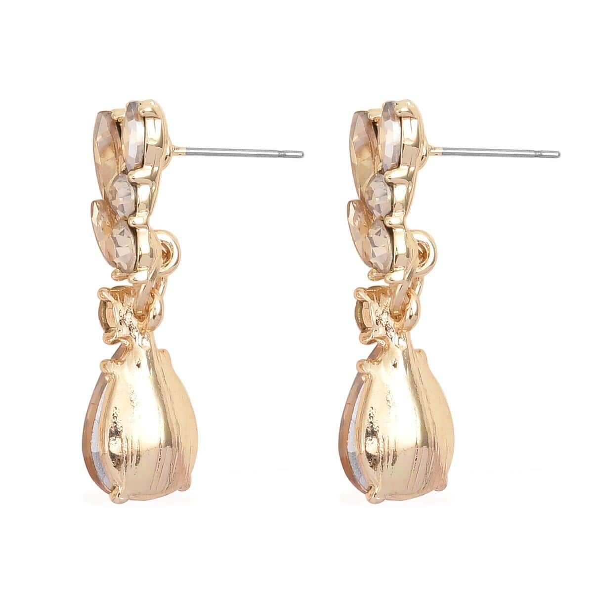 Simulated Champagne Sapphire and Champagne Austrian Crystal Earrings and Necklace 20-22 Inches in Goldtone image number 6