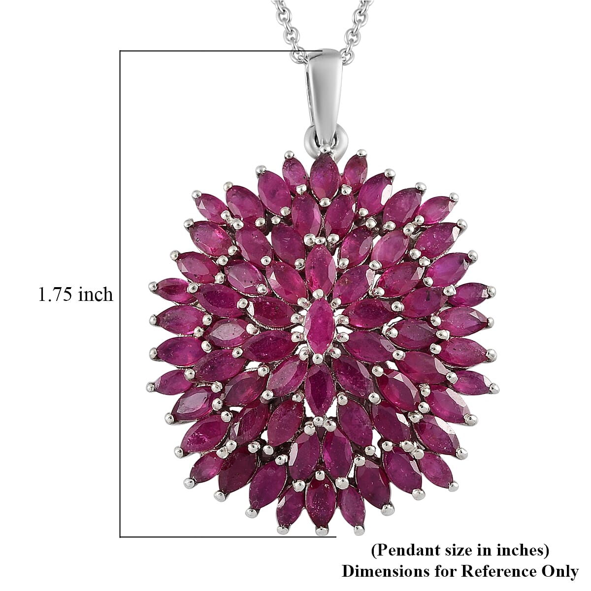 Niassa Ruby (FF) Cluster Pendant Necklace 20 Inches in Platinum Over Sterling Silver 12.75 ctw image number 5