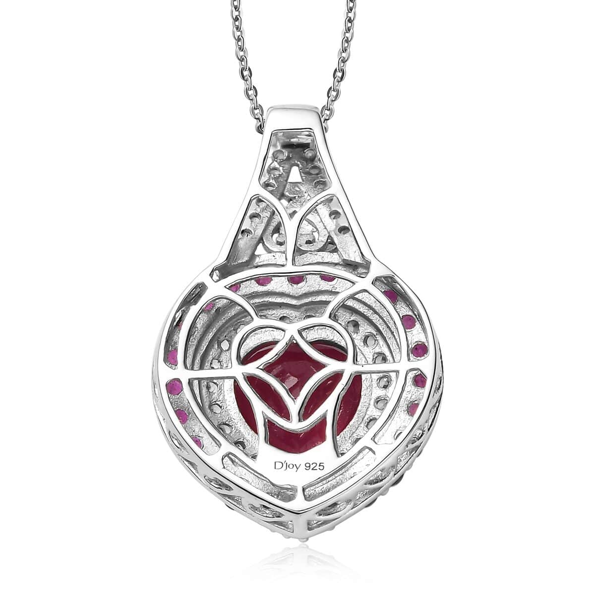 TLV Niassa Ruby, Natural White Zircon Pendant Necklace (20 Inches) in Platinum Over Sterling Silver 7.00 ctw image number 4