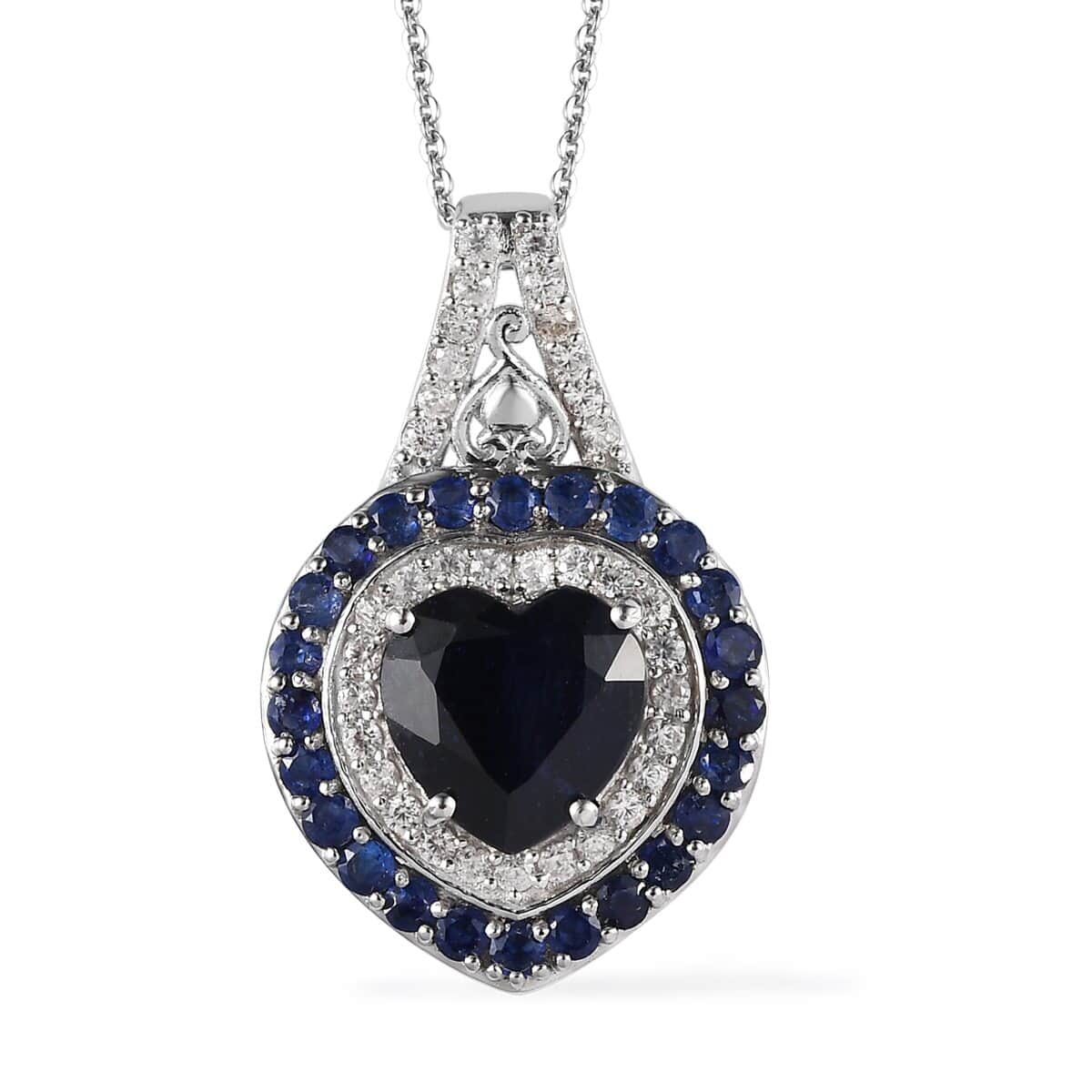 Sterling Silver White Zircon hotsell and Sapphire Necklace