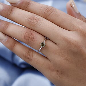 Ambanja Demantoid Garnet and Diamond Accent Solitaire Ring (Size 6.0) Pendant Necklace 20 Inches in Platinum Over Sterling Silver 1.00 ctw