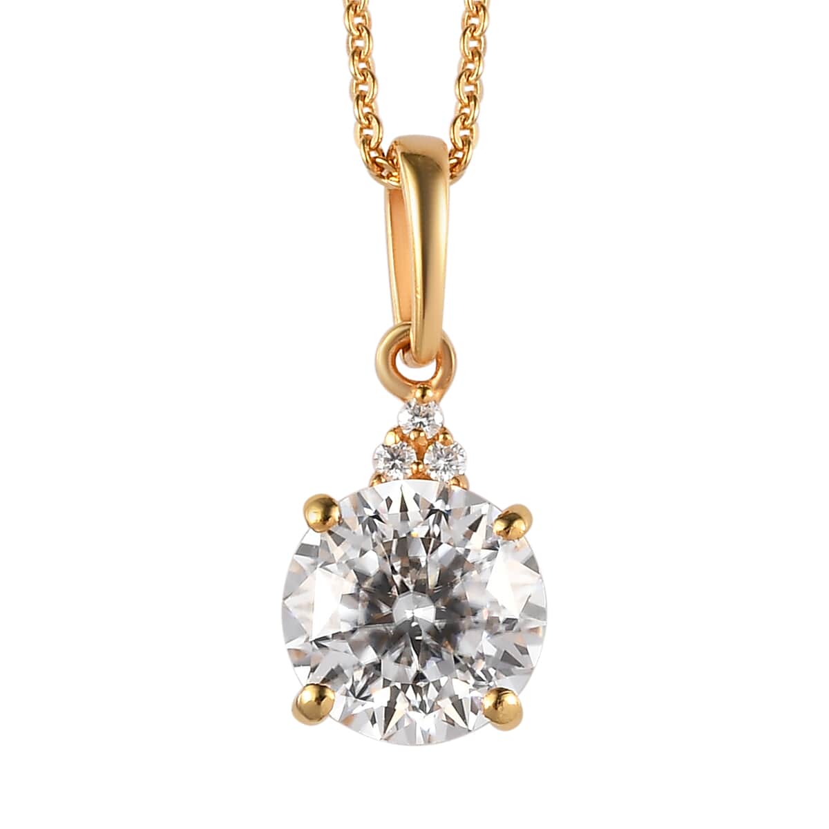 Ankur's Treasure Chest 100 Facet Moissanite (Rnd 8mm) Pendant Necklace (20 Inches) in Vermeil Yellow Gold Over Sterling Silver, Solitaire Pendant 1.85 ctw image number 0