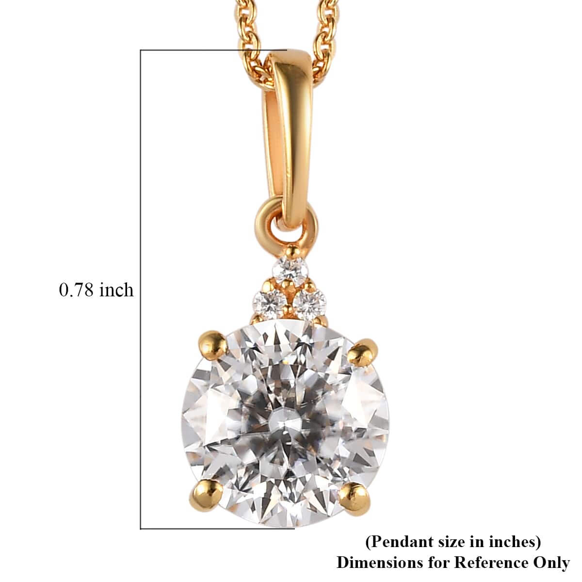 Ankur's Treasure Chest 100 Facet Moissanite (Rnd 8mm) Pendant Necklace (20 Inches) in Vermeil Yellow Gold Over Sterling Silver, Solitaire Pendant 1.85 ctw image number 5