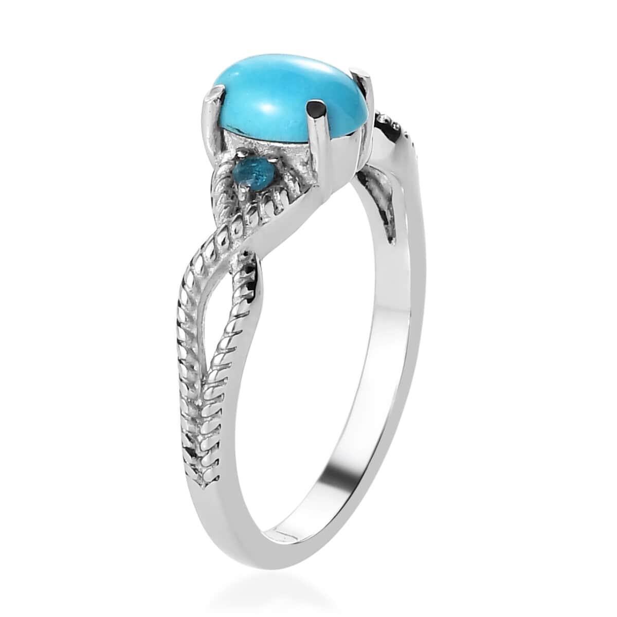 Premium Sleeping Beauty Turquoise, Malgache Neon Apatite Ring (Size 8.00) and Pendant in Stainless Steel 1.50 ctw | Tarnish-Free, Waterproof, Sweat Proof Jewelry image number 4