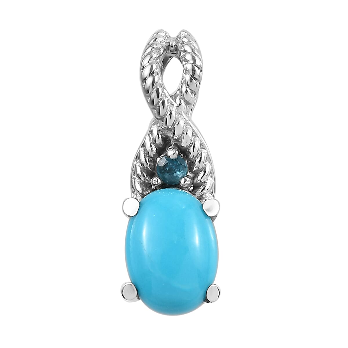 Premium Sleeping Beauty Turquoise and Malgache Neon Apatite Ring (Size 9.00) and Pendant in Stainless Steel 1.50 ctw image number 6