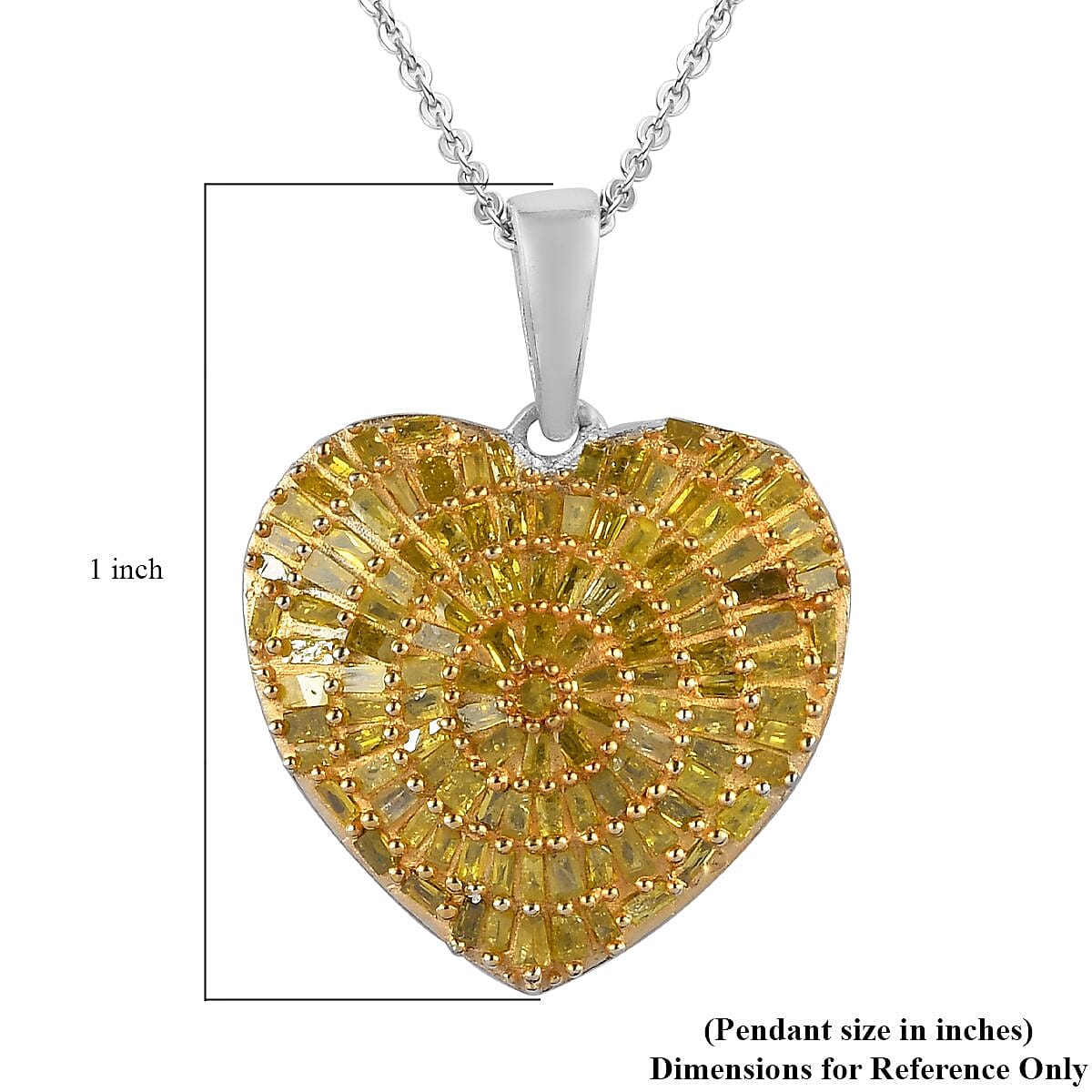 Yellow Diamond Heart Pendant Necklace 20 Inches in Rhodium and Platinum Over Sterling Silver 1.00 ctw