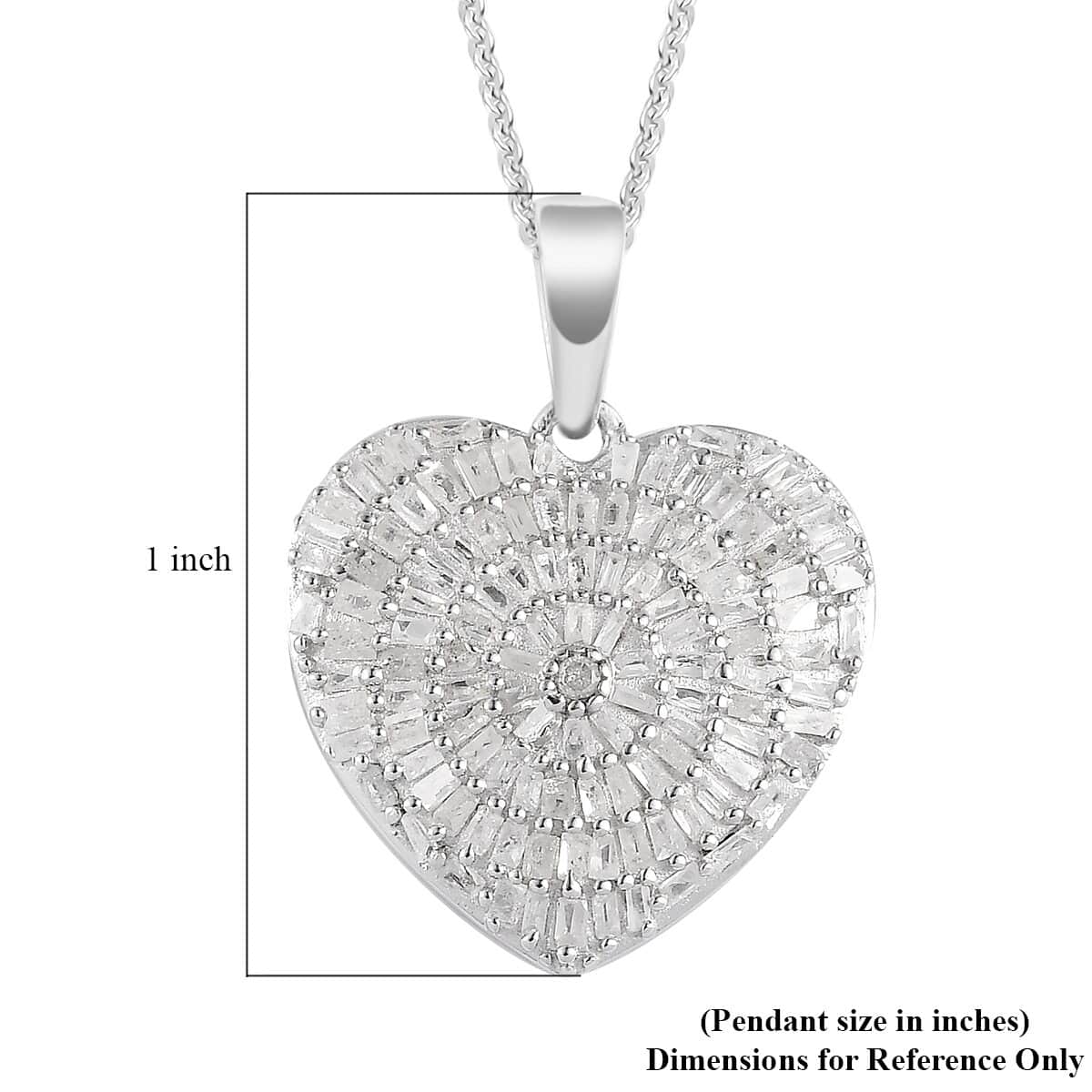 Diamond Heart Pendant Necklace 20 Inches in Platinum Over Sterling Silver 1.00 ctw image number 6