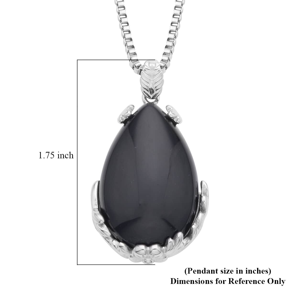 Black Obsidian Pendant Necklace (20 Inches) in Stainless Steel 55.00 ctw , Tarnish-Free, Waterproof, Sweat Proof Jewelry image number 4