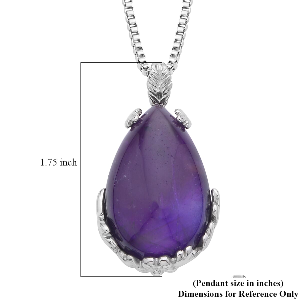 Purple Amethyst Pendant Necklace (20 Inches) in Stainless Steel 55.00 ctw , Tarnish-Free, Waterproof, Sweat Proof Jewelry image number 4