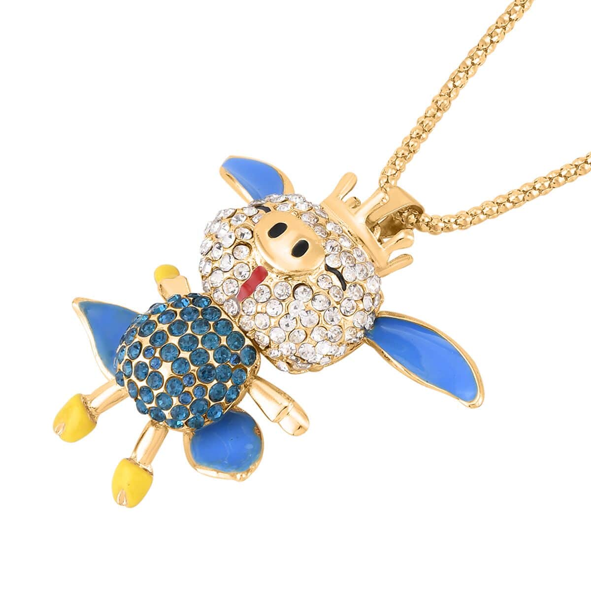 Blue and White Austrian Crystal Dainty Pendant Necklace 28-30 Inches in Goldtone image number 2