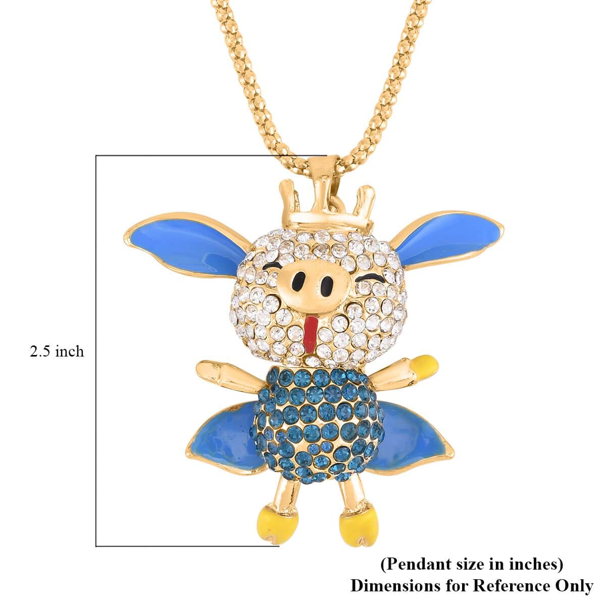 Blue and White Austrian Crystal Dainty Pendant Necklace 28-30 Inches in Goldtone image number 5